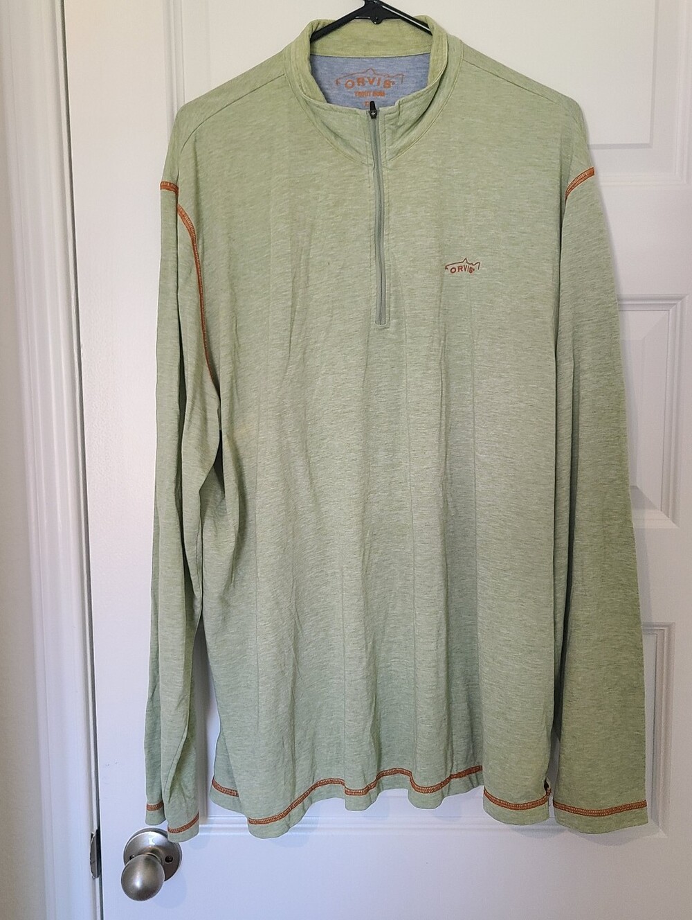 Pre.owned Orvis Long Sleeve 1/4 Zip Outdoor Shirt Light Green Mens XXL